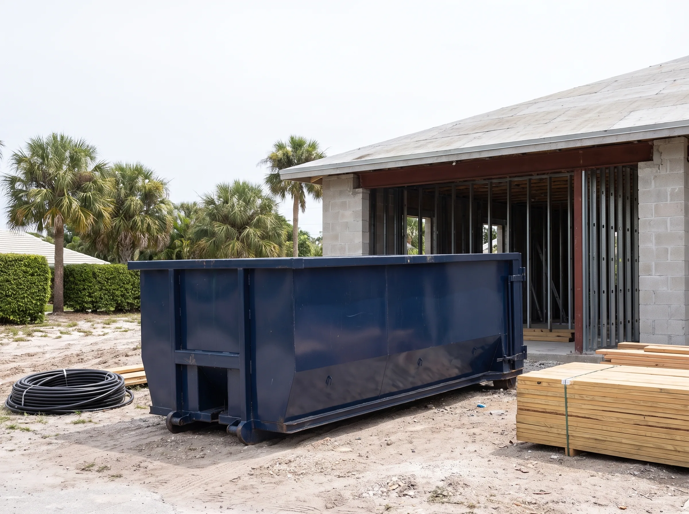 Roll-off dumpster being loaded in Bradenton, FL